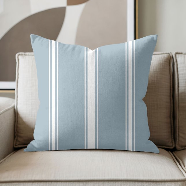 Coussin Bleu Poussiéreux et Rayure Blanche (Créateur téléchargé)