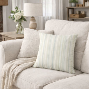 Coussin Bleu Poussiéreux Neutre Rayé Maison de Campagne Ru