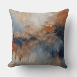 Coussin Bleu Poussiéreux Orange Brûlé Marine Abstrait