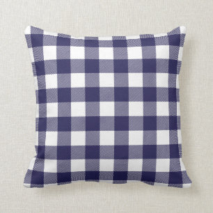 Coussin Bleu Preppo Buffalo de la marine à vérifier Plaid