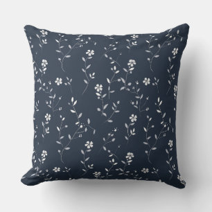 Coussin Bleu profond Simple Botanique