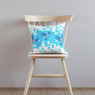 Coussin Bleu puzzle mouche