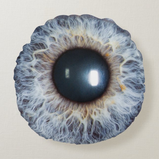 coussin bleu rond et iris brun (Devant)