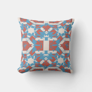 Coussin Bleu rose Beige Méditerranée Vitrail Motif