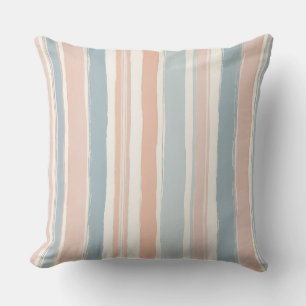 Coussin Bleu rose bleu horizontal rayures d'aquarelle