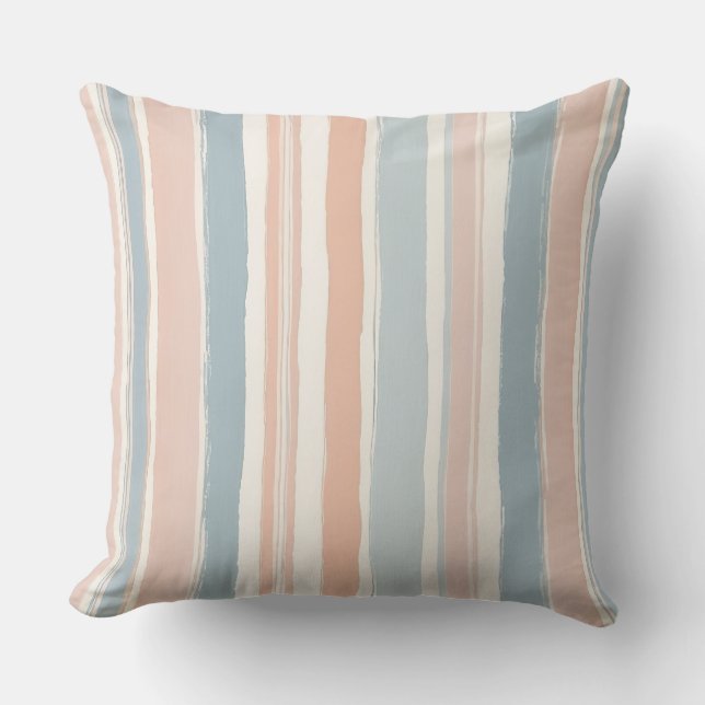Coussin Bleu rose bleu horizontal rayures d'aquarelle (Recto)