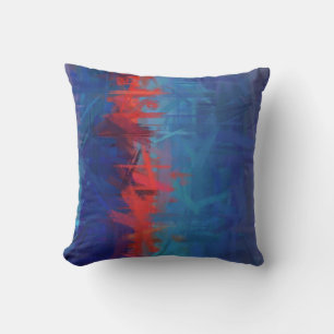 Coussin Bleu Rouge Art Abstrait