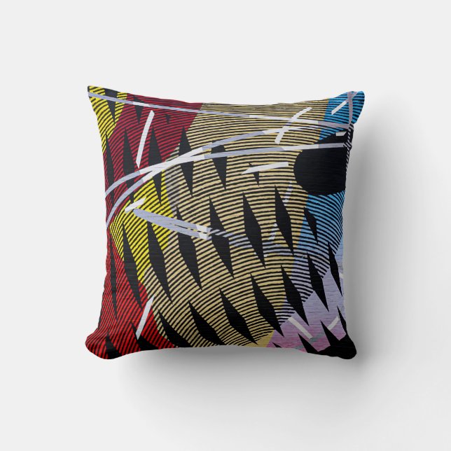Coussin Bleu rouge et blanc abstrait (Recto)