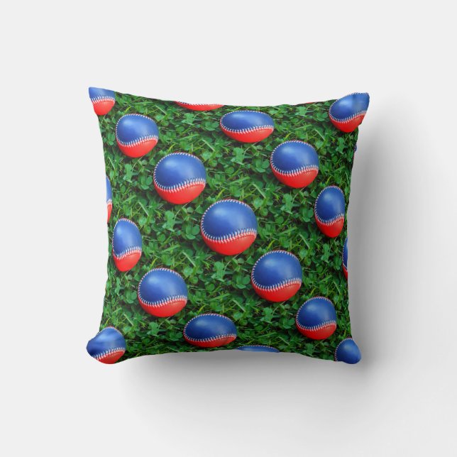 Coussin Bleu rouge et bleu Baseball (Recto)