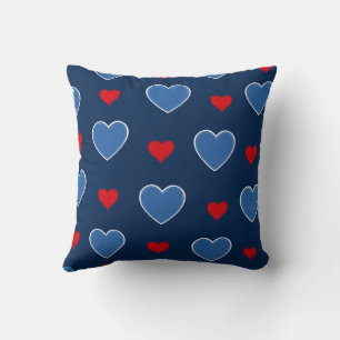 Coussin Bleu Rouge Mignon Cosy Moderne Romantique Chic Cœu