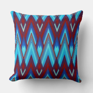 Coussin Bleu Rouge Zig Zag