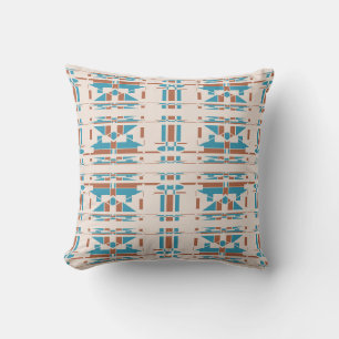 Coussin Bleu rouille Beige Sud-Ouest Look Grande Mosaïque