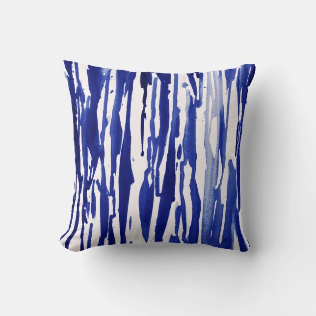Coussin Bleu royal Abstrait rayures (Recto)