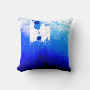 Coussin Bleu Royal Blanc Méditerranée Abstrait Aquarelle