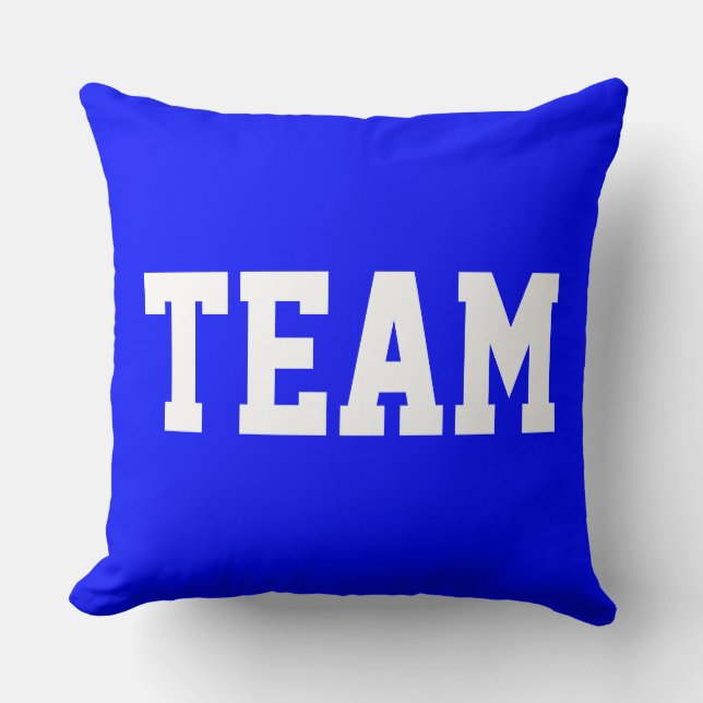 Coussin Bleu Royal Clair Amusant Athlétique ÉQUIPE Texte B (Recto)