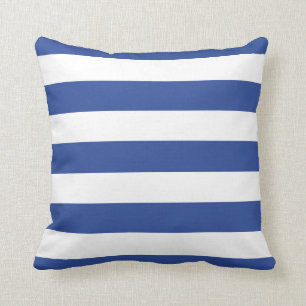Coussin Bleu royal moderne et rayures blanches