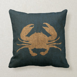 Coussin Bleu rustique de mer profonde de crabe