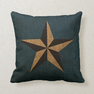 Coussin Bleu rustique de mer profonde d'étoile nautique