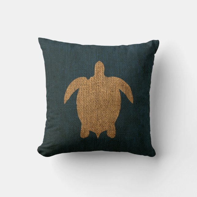 Coussin Bleu rustique de tortue (Recto)