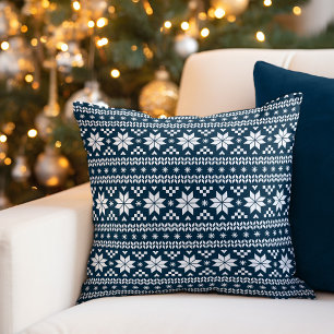 Coussin Bleu Rustique Fair Isle Jeu d'Oreiller