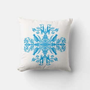 Coussin Bleu rustique nature Oiseaux bleus Vintage.