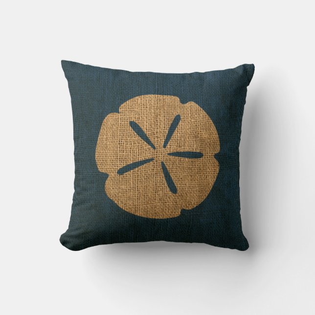Coussin Bleu rustique nautique de mer profonde du dollar (Recto)