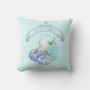 Coussin Bleu sarcelle Aqua Taupe Citrouille Automne