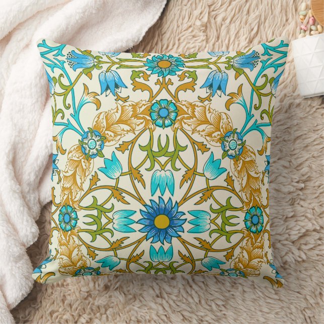 Coussin Bleu sarcelle et moutarde William Morris Vine Arts (Couverture)
