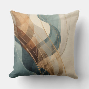Coussin Bleu sarcelle Gris rouille Crème Abstrait Fermier