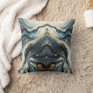 Coussin Bleu Sarcelle Or Agate Moderne Glamour Élégant Pla