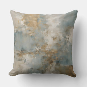 Coussin Bleu sarcelle poussiéreux or abstrait