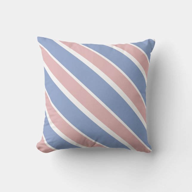 Coussin Bleu Serenity et Rose Quartz Diagonal Stripes (Recto)