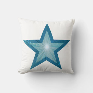 Coussin bleu Star imprimé carré blanc