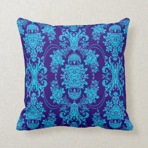 Coussin Bleu Sur Bleu Baroque Vintage motif floral