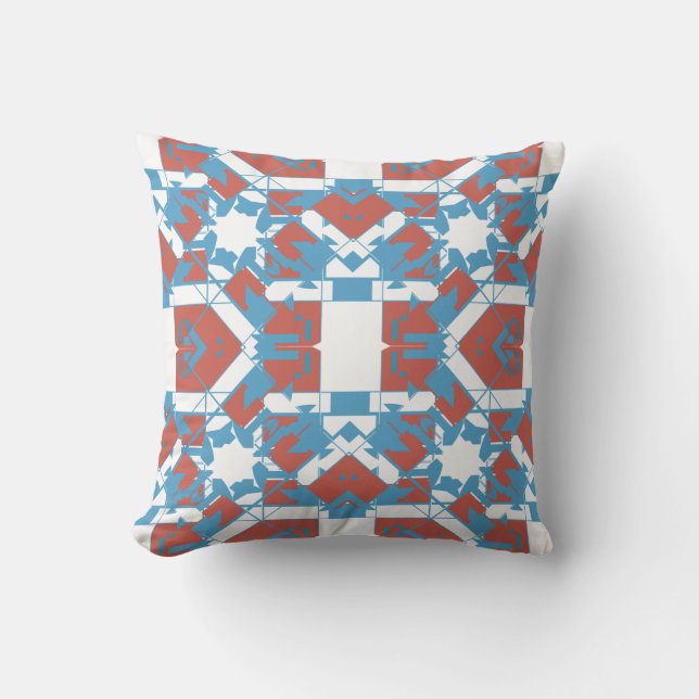 Coussin Bleu Terracotta Vitrail Blanc Look Motif (Recto)