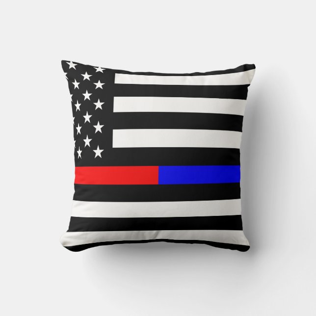 Coussin bleu thin line polirefighter (Recto)