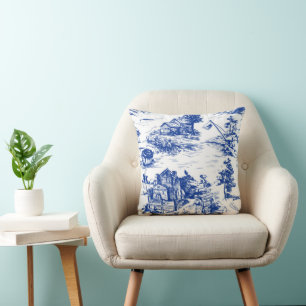 Coussin Bleu Toile Lumbar