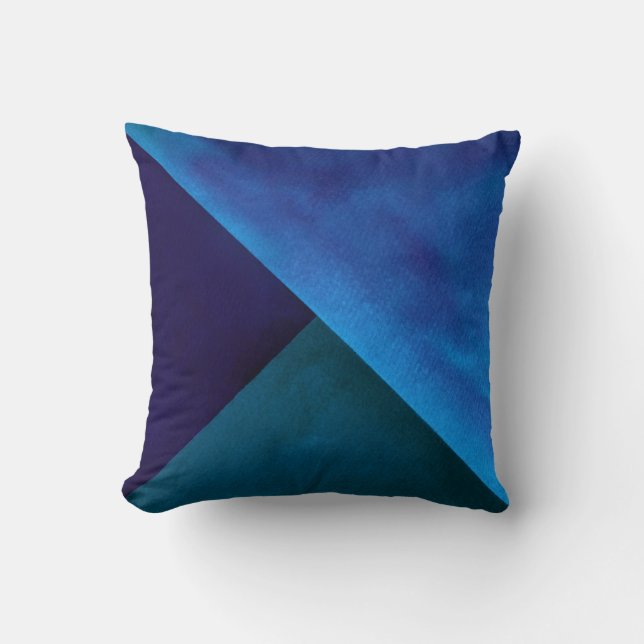 Coussin Bleu Turquoise Aquarelle Blocage peinture (Recto)