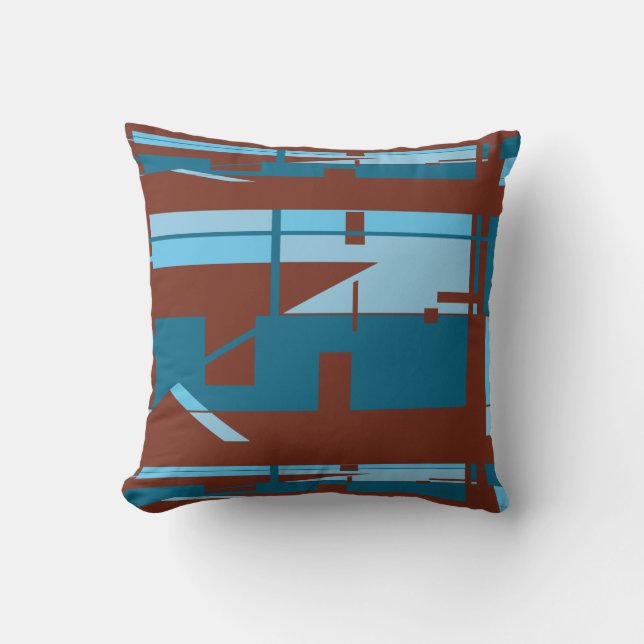 Coussin Bleu Turquoise Bourgogne Sud-Ouest Look Abstrait (Recto)