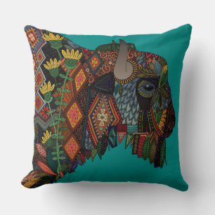 Coussin bleu turquoise de bison