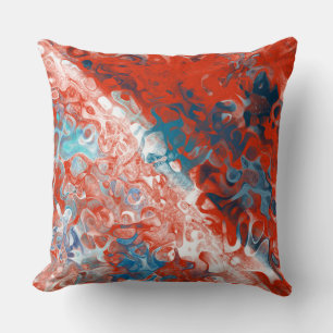 Coussin bleu turquoise et rouge Abstrait