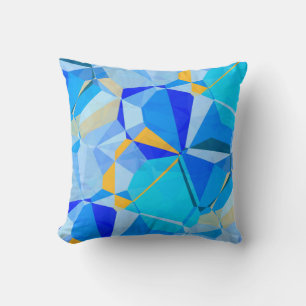 Coussin Bleu Turquoise & Jaune Art abstrait Design
