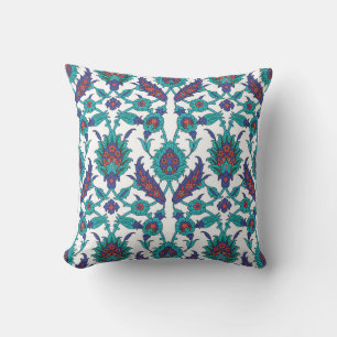 Coussin Bleu Turquoise Rouge Blanc Oriental Floral