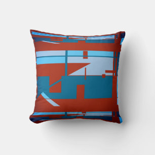Coussin Bleu Turquoise Rouge foncé Sud-Ouest look Abstrait