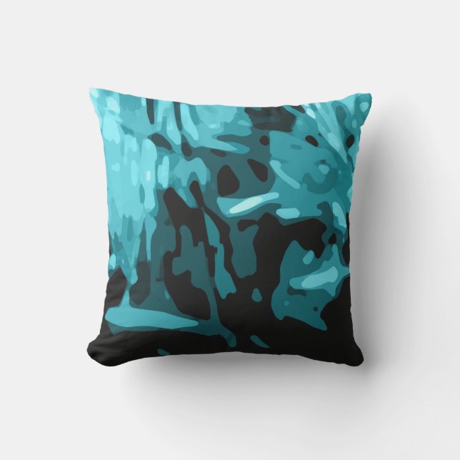 Coussin Bleu Turquoise tendance Aqua Camo Motif Abstrait (Recto)