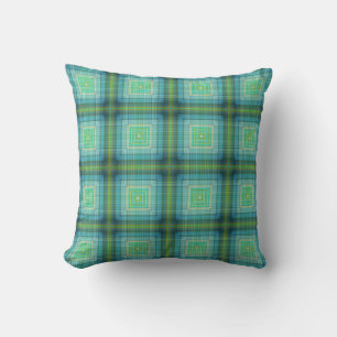 Coussin bleu vert en plaid pillow