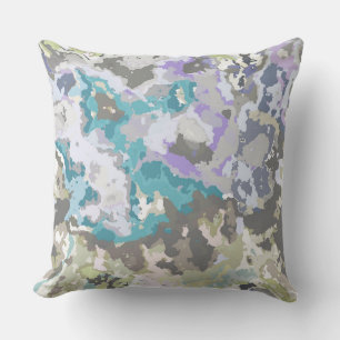 Coussin Bleu, vert et violet Abstrait