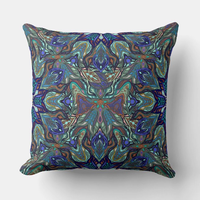 Coussin bleu/vert multicolore "Be the Light" (Recto)