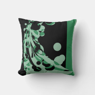 Coussin Bleu Vert Noir Peinture Art Abstrait