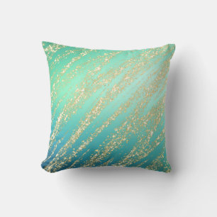 Coussin Bleu Vert Turquoise Or Aqua Sarcelle